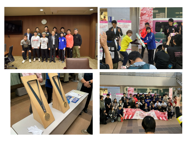 ４枚の写真のコラージュ。キャラバンカーイベントの様子