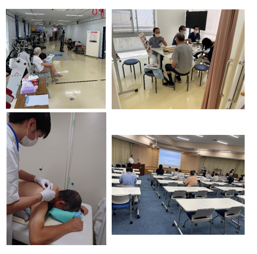 4枚の写真のコラージュ。一般公開で様々な体験をしている様子