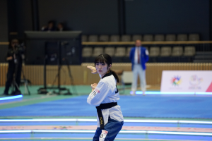 試合中に演武を披露する星野選手